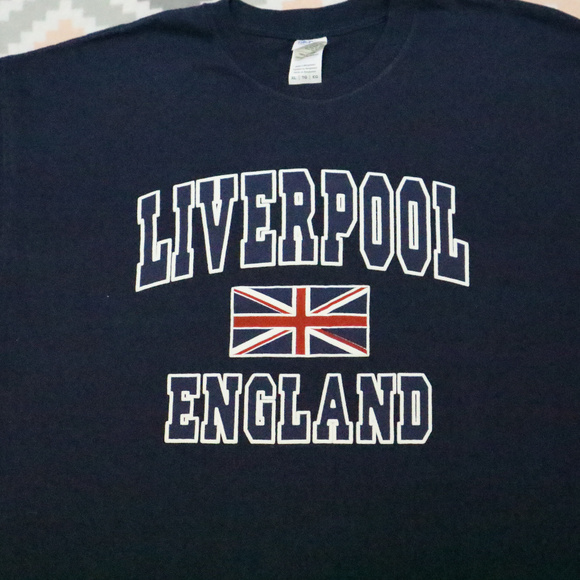 Gildan Other - LIVERPOOL ENGLAND Graphic Overlay Navy Shirt